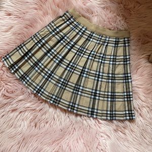 Plaid Elastic Waist Pleated Preppy Skirt